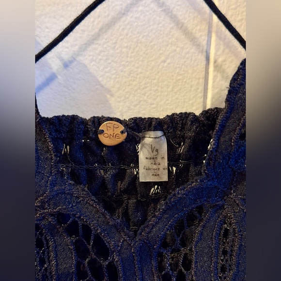 Free People Adella Slip Dress Black Lace Adjustable Ruffle Smocked - Picture 7 of 7